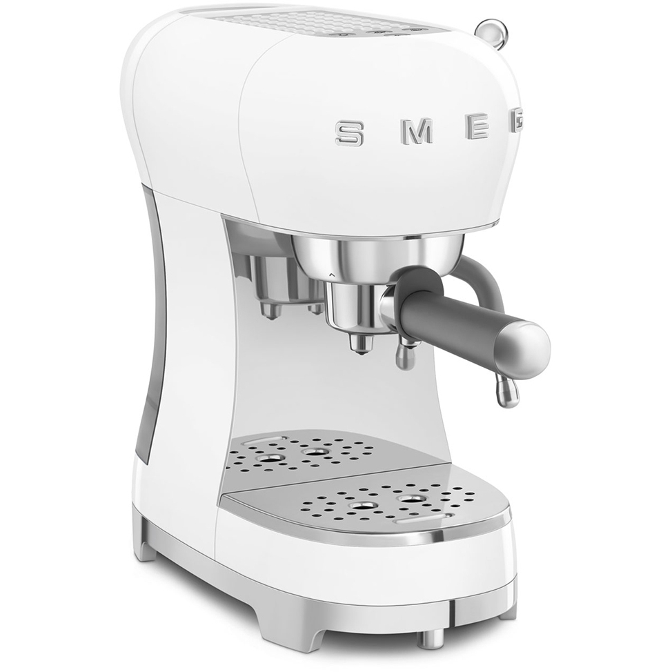Smeg ECF02WHUK Retro Espresso Coffee Machine with Steam Wand, White