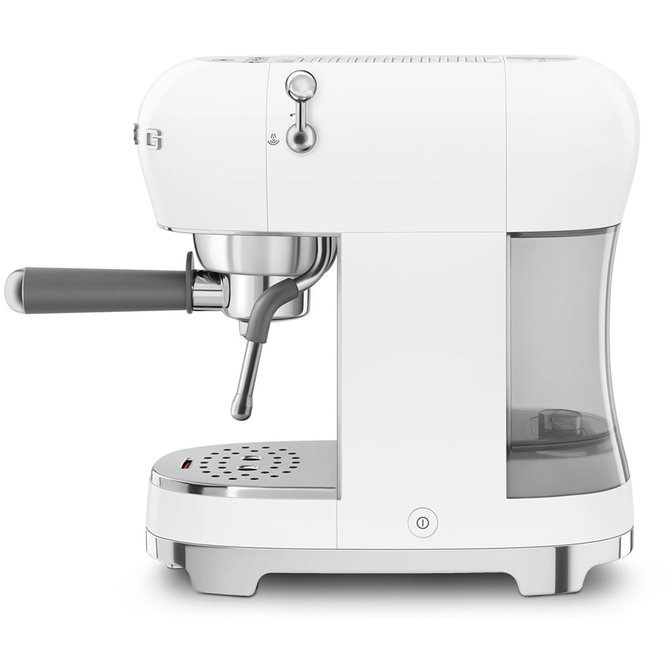 Smeg ECF02WHUK Retro Espresso Coffee Machine with Steam Wand, White