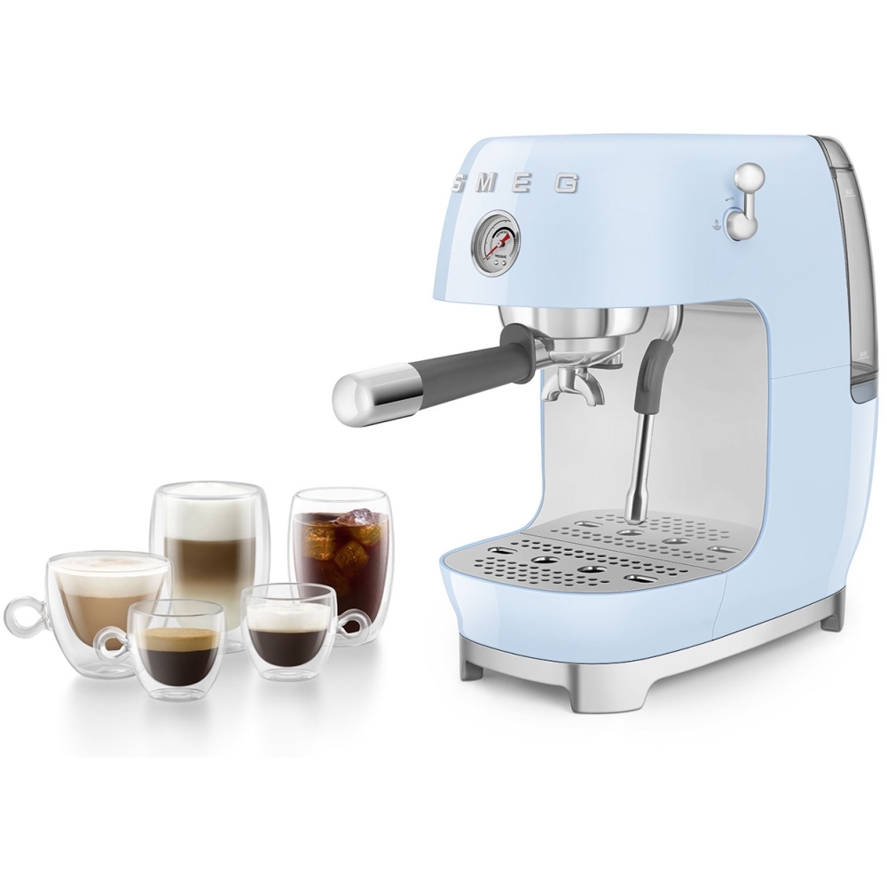 Smeg ECF03PBUK Retro Coffee Machine, Blue
