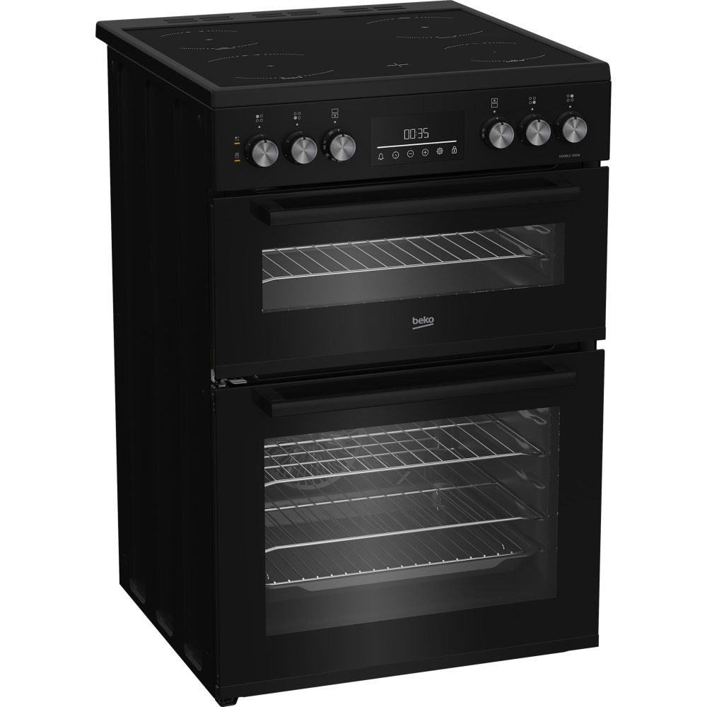 Beko EDC6731K Ceramic Electric Cooker with Double Oven, Black, A Rated