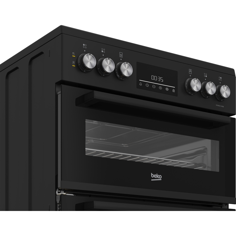 Beko EDC6731K Ceramic Electric Cooker with Double Oven, Black, A Rated