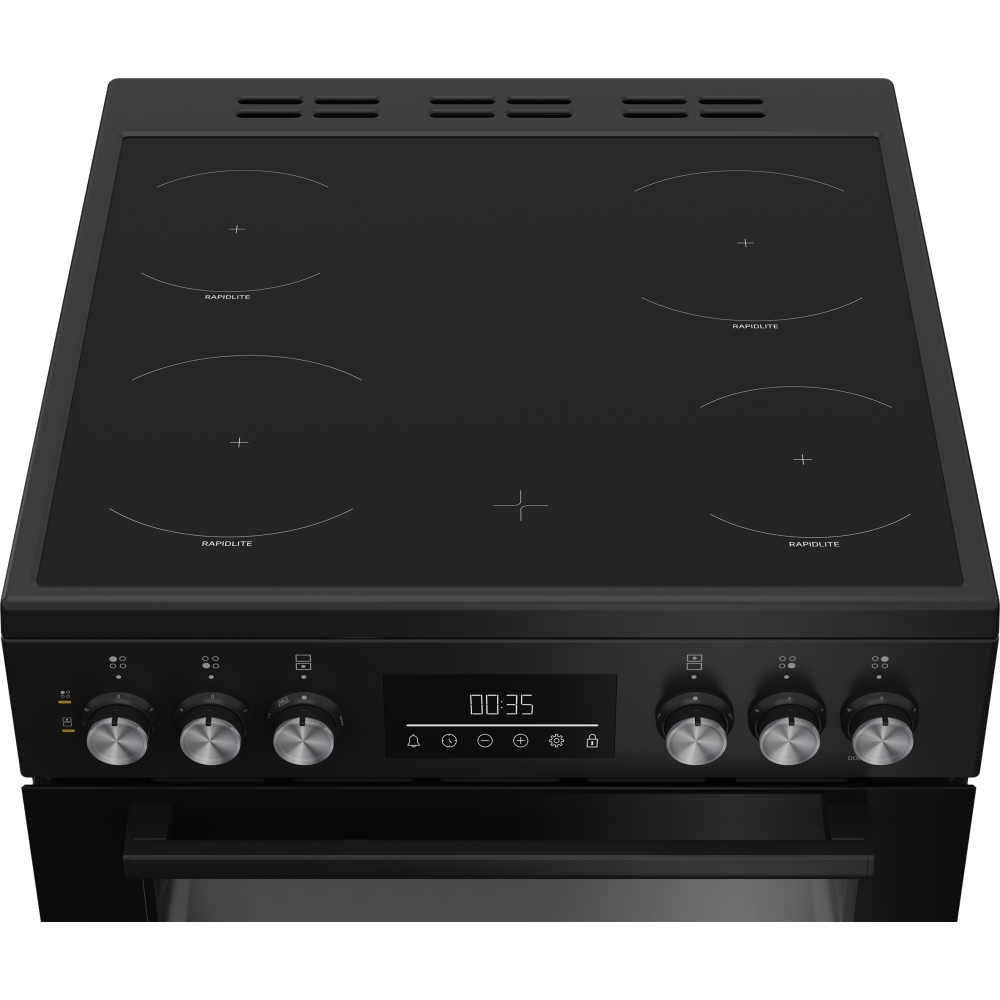 Beko EDC6731K Ceramic Electric Cooker with Double Oven, Black, A Rated