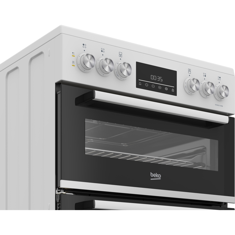 Beko EDC6731W Ceramic Electric Cooker with Double Oven, White, A Rated