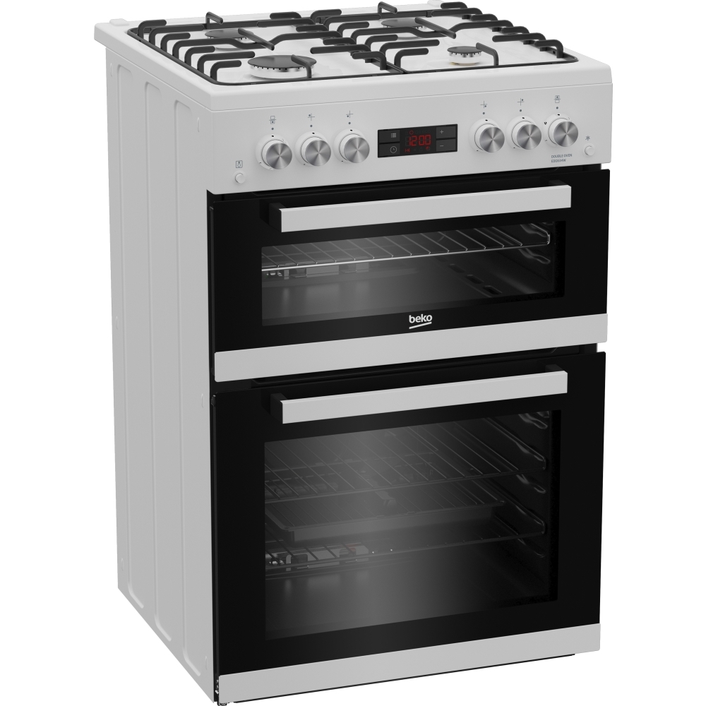 Beko EDG634W Gas Cooker with Double Oven, White, A+ Rated Marks