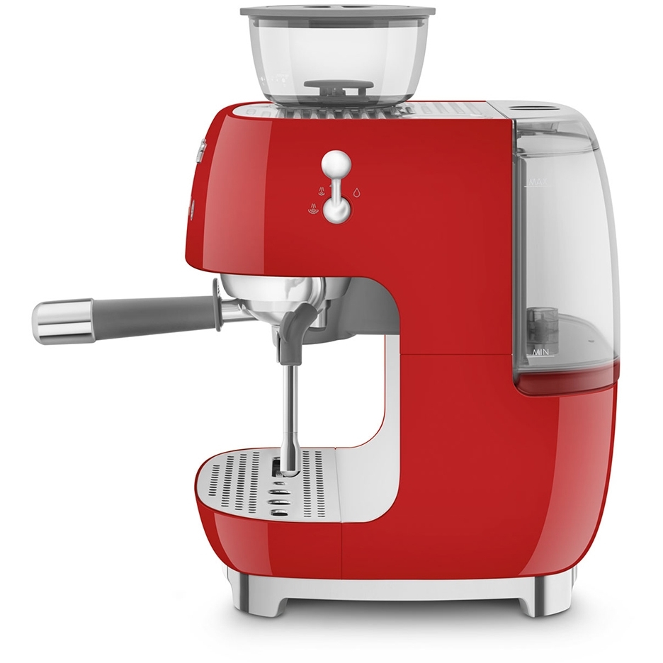 Smeg EGF03RDUK Retro Espresso Coffee Machine with Grinder & 20 Bar Pump, Red