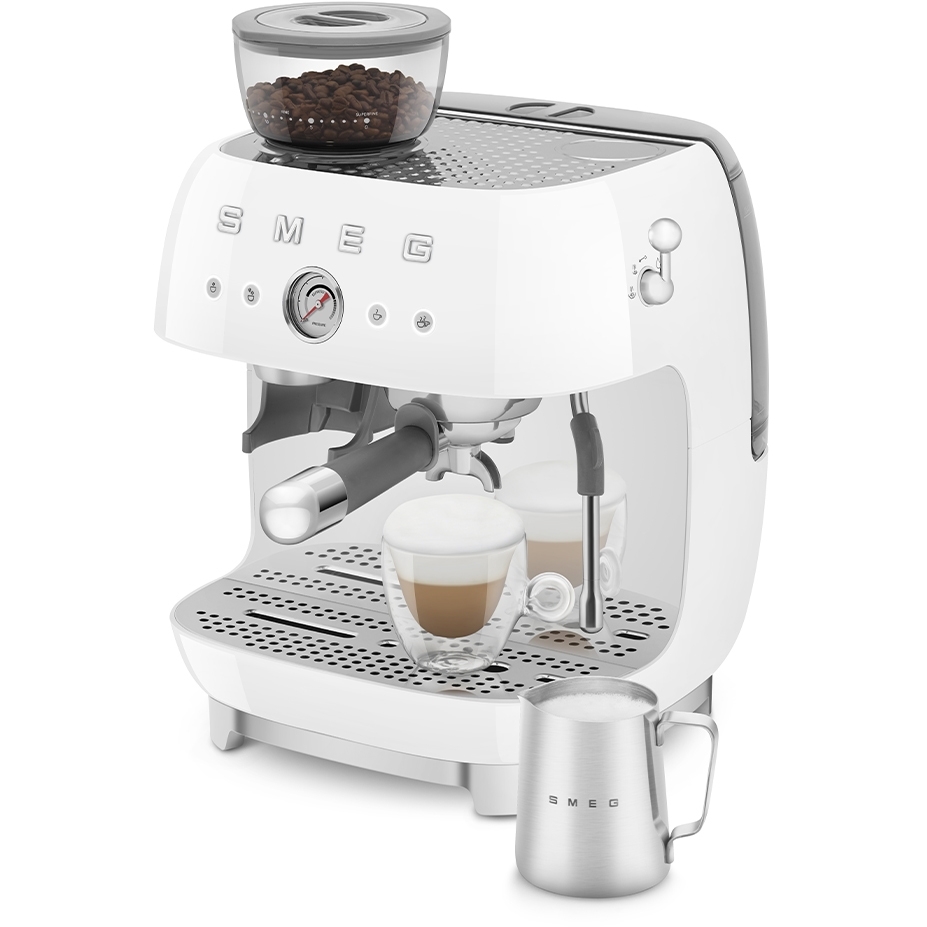 Smeg EGF03WHUK Retro Espresso Coffee Machine with Grinder & 20 Bar Pump