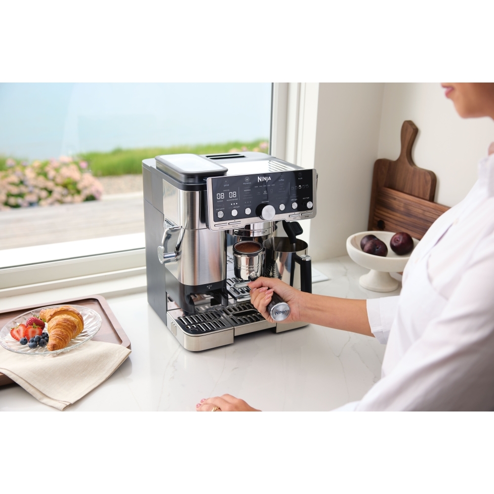 Ninja ES701UK Retro Coffee Machine, Stainless Steel