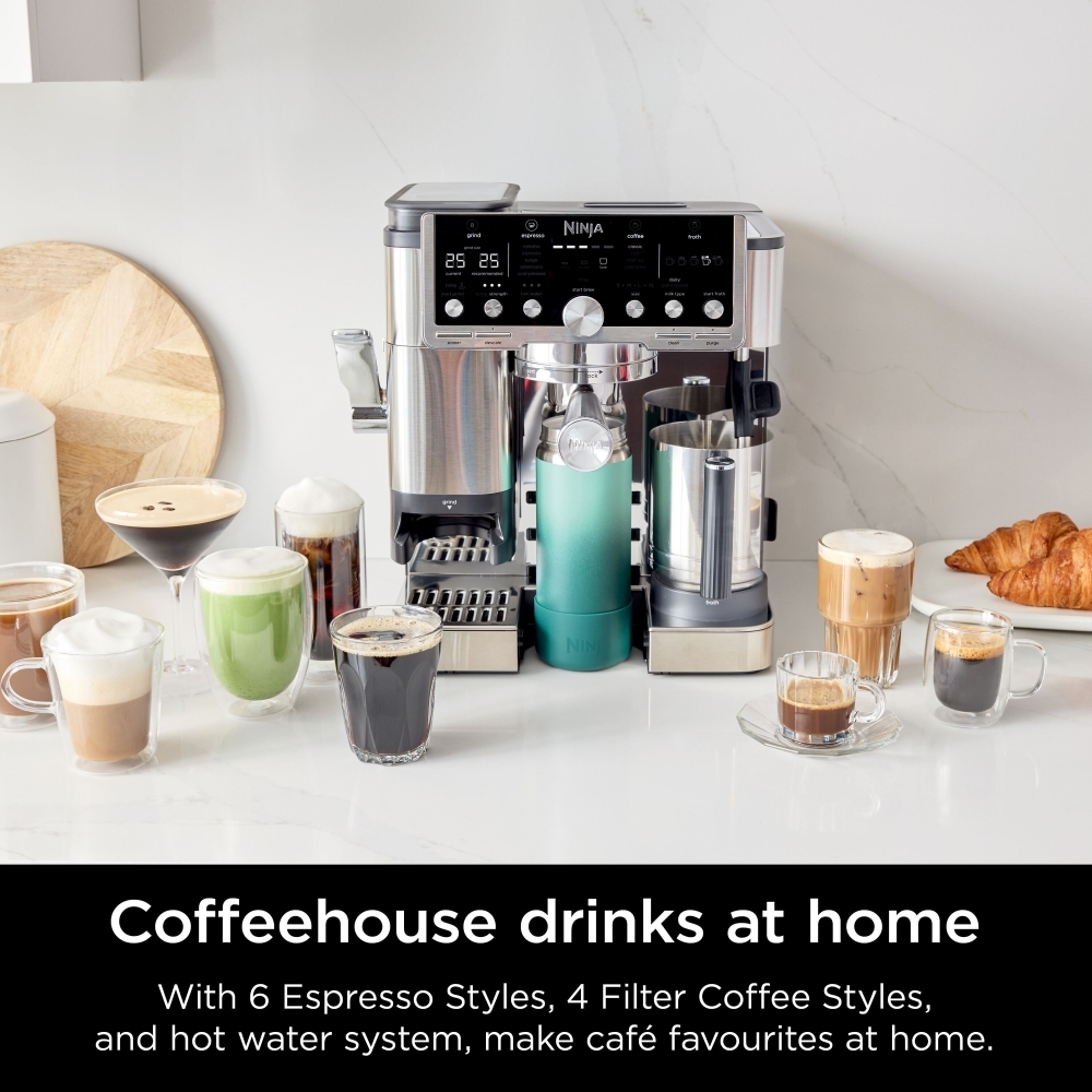 Ninja ES701UK Retro Coffee Machine, Stainless Steel