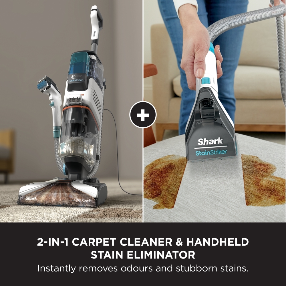 Shark EX200UK CarpetXpert Deep Carpet Cleaner with Built-In StainStriker, White