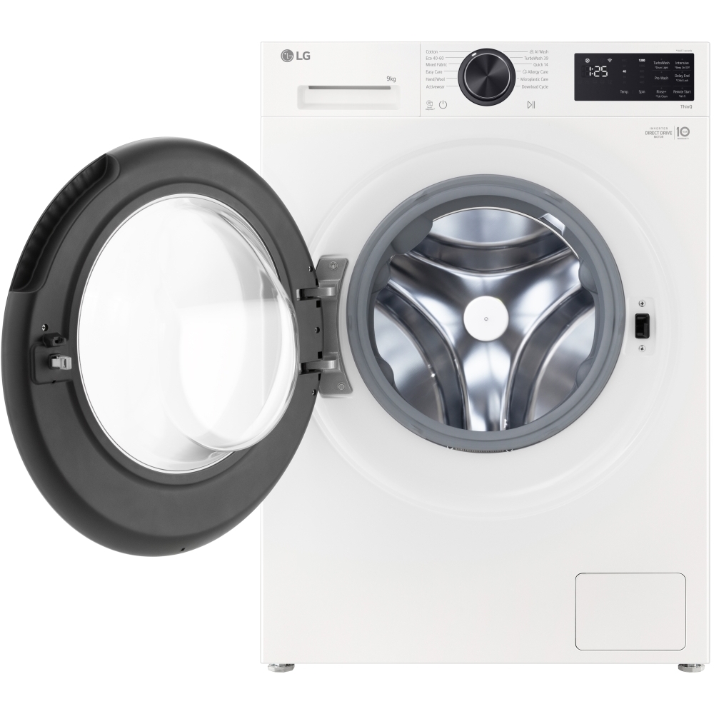 LG F2X50S9TWB Washing Machine, 9kg, 1200 Spin, White, A Rated
