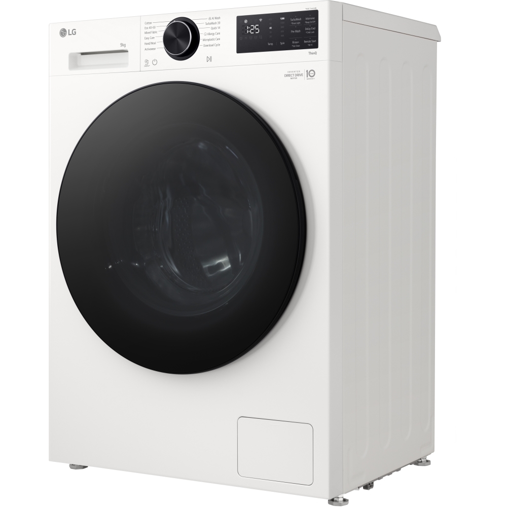 LG F2X50S9TWB Washing Machine, 9kg, 1200 Spin, White, A Rated