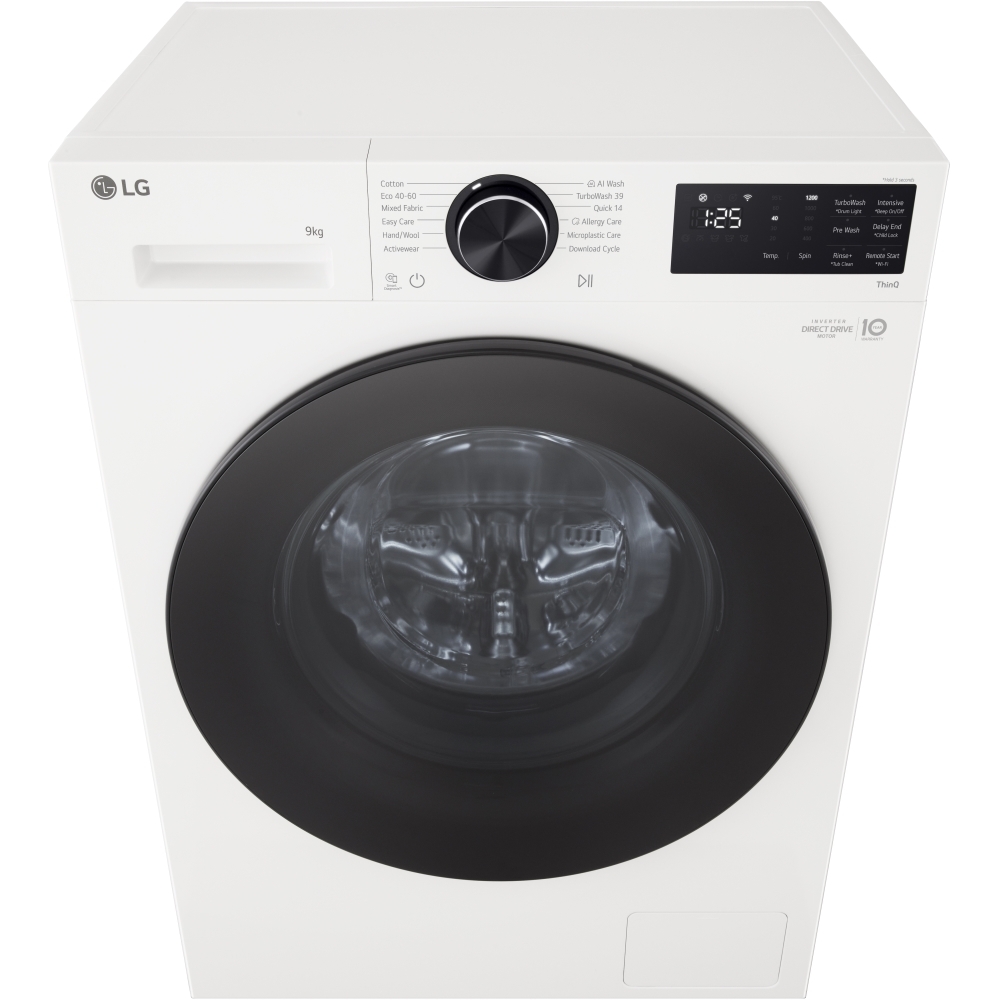 LG F2X50S9TWB Washing Machine, 9kg, 1200 Spin, White, A Rated