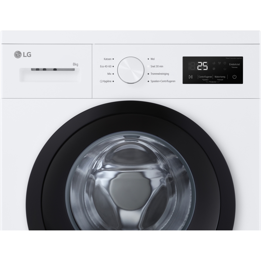 LG F4A10S8NWK Washing Machine, 8kg, 1400 Spin, White, A Rated