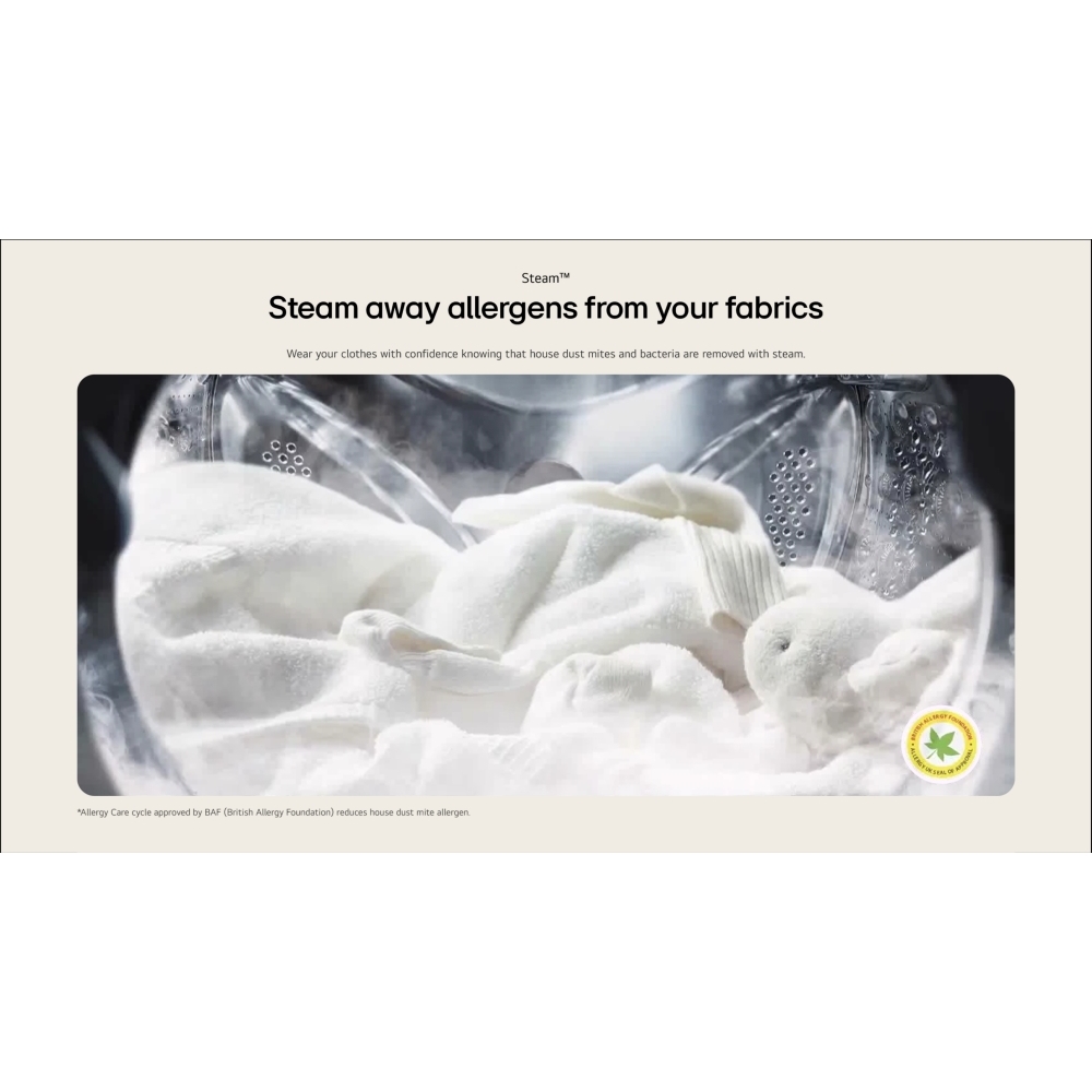 LG F4X1009NWK Washing Machine, 9kg, 1400 Spin, White, A Rated