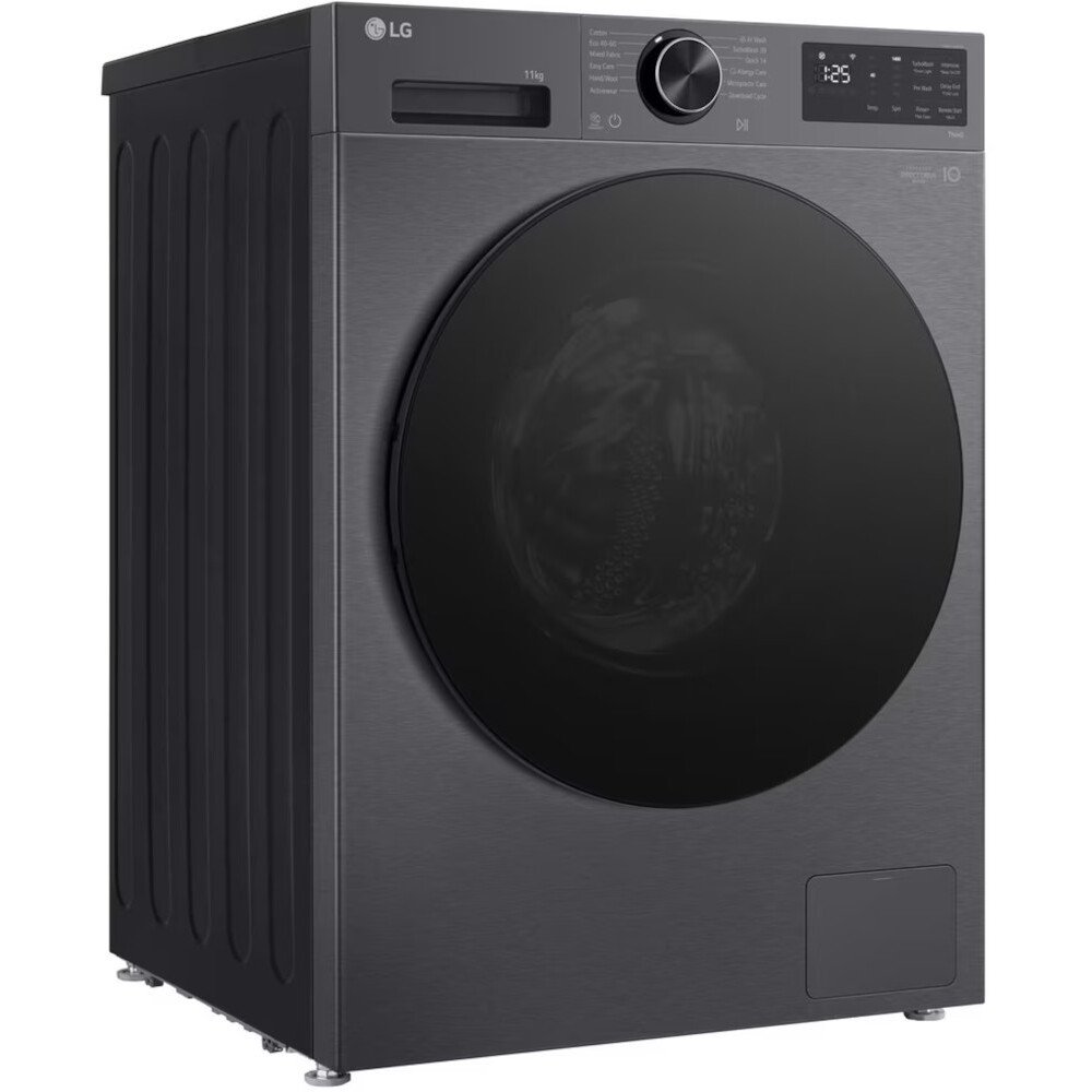 LG F4X5011TBB Washing Machine, 11kg, 1400 Spin, Black, A Rated