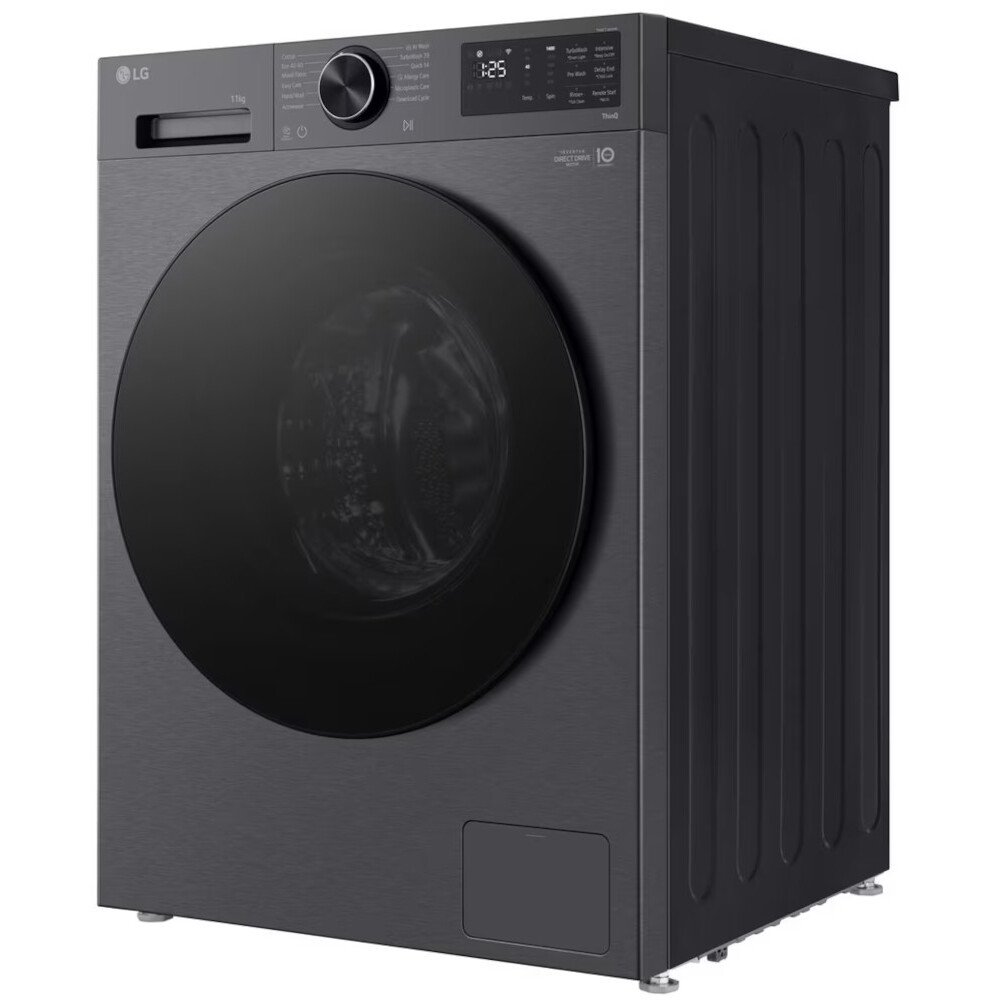 LG F4X5011TBB Washing Machine, 11kg, 1400 Spin, Black, A Rated