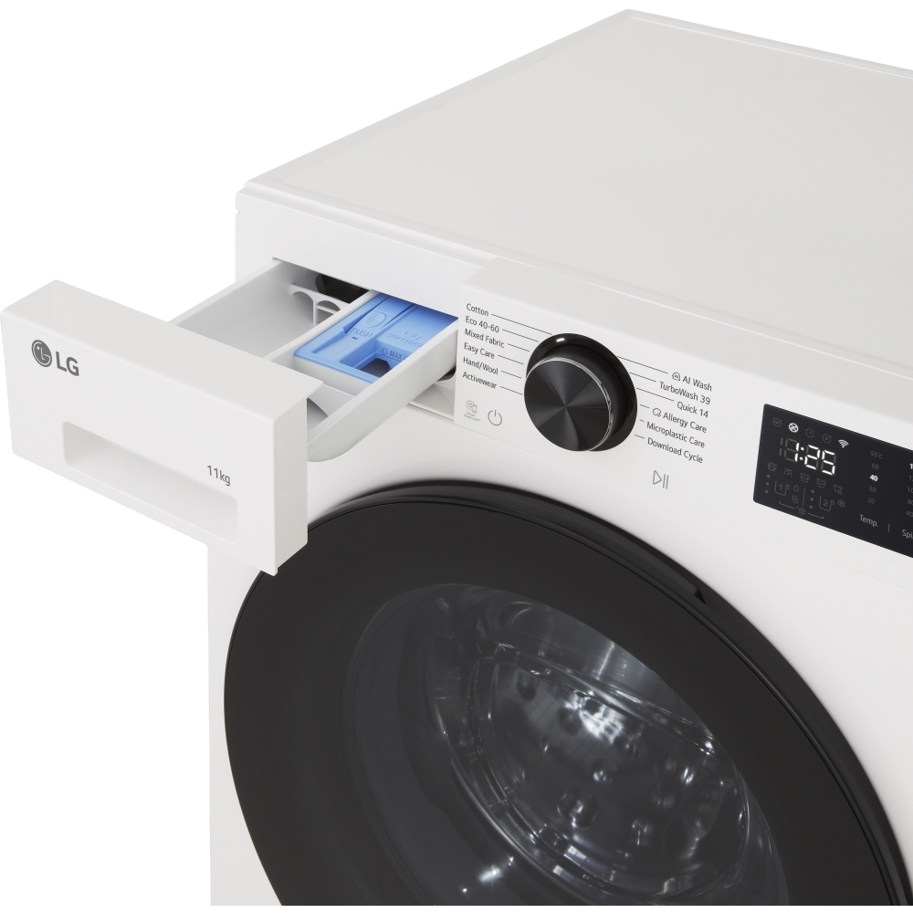 LG F4X5011TWB Washing Machine, 11kg, 1400 Spin, White, A Rated
