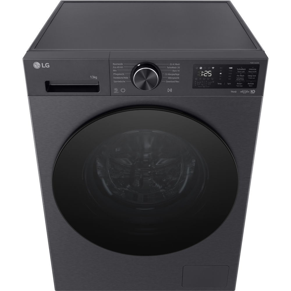 LG F4X5013TBB Washing Machine, 1400 Spin, Black, A Rated