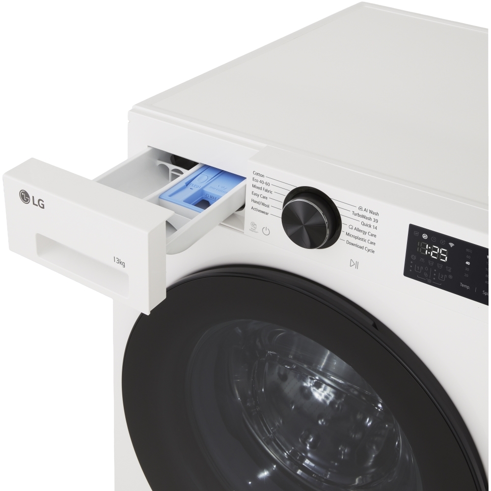 LG F4X5013TWB Washing Machine, 1400 Spin, White, A Rated