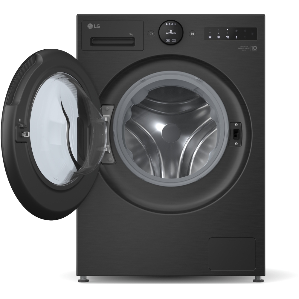 LG F4X7009TBB Washing Machine, 9kg, 1400 Spin, Black, A Rated