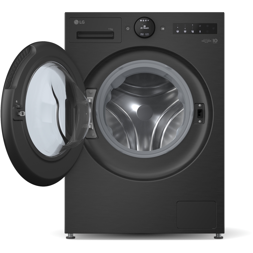 LG F4X7011TBB Washing Machine, 11kg, 1400 Spin, Black, A Rated