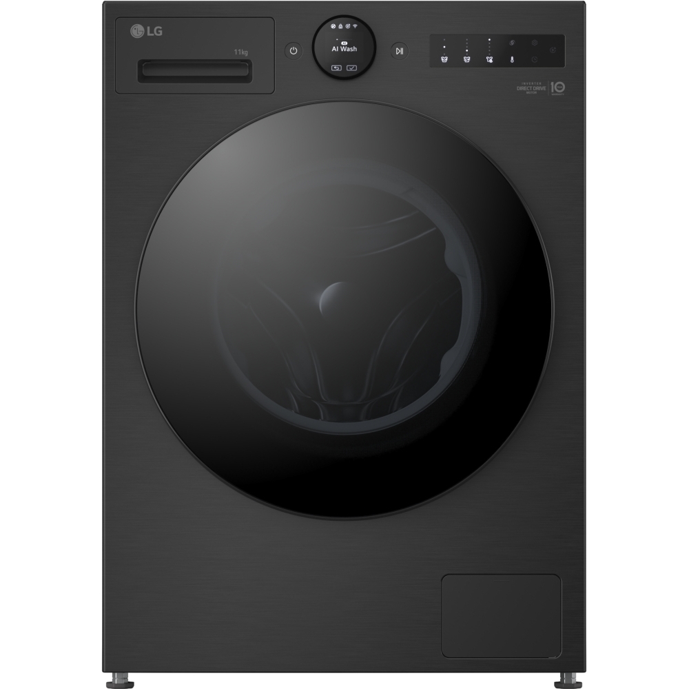 LG F4X7011TBB Washing Machine, 11kg, 1400 Spin, Black, A Rated