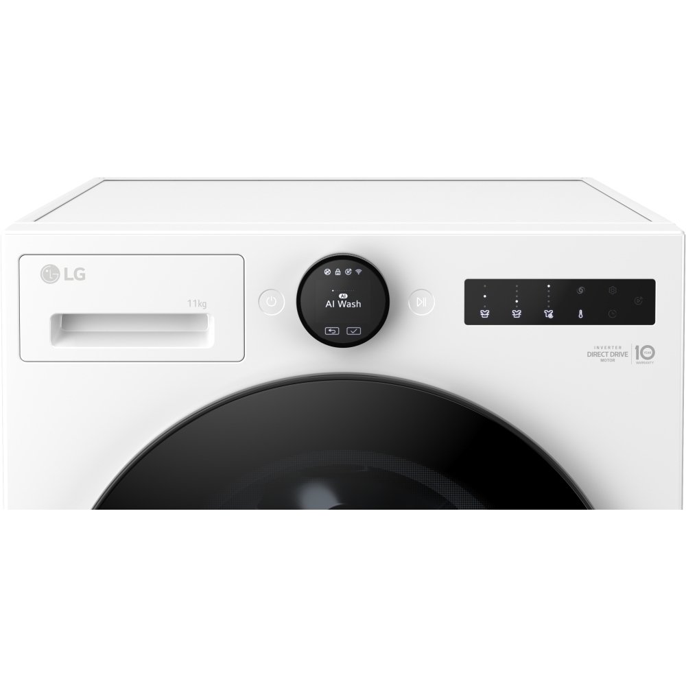 LG F4X7011TWB Series 7 AI Direct Drive&trade; Washing Machine, 11kg, 1400 Spin, White, A Rated