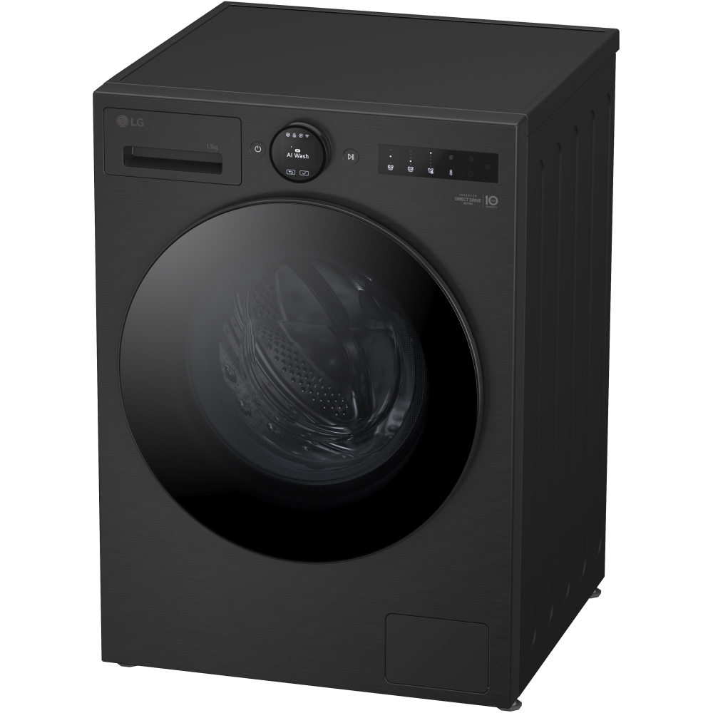 LG F4X7013TBB Washing Machine, 13kg, 1400 Spin, Black, A Rated