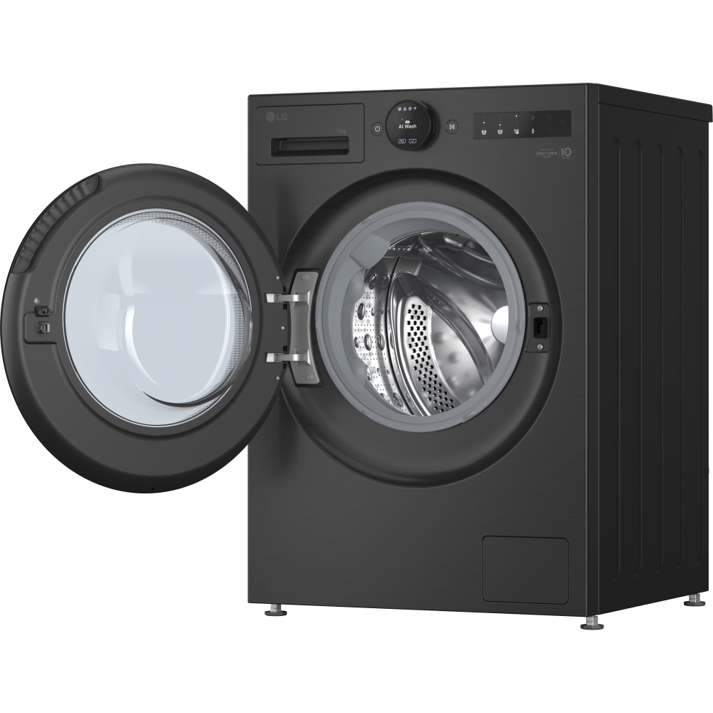 LG F4X7013TBB Washing Machine, 13kg, 1400 Spin, Black, A Rated