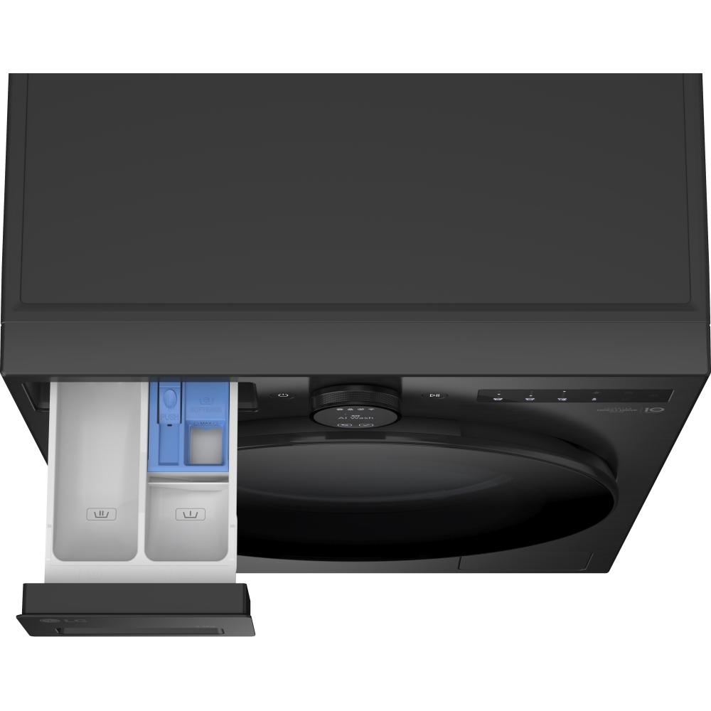 LG F4X7013TBB Washing Machine, 13kg, 1400 Spin, Black, A Rated