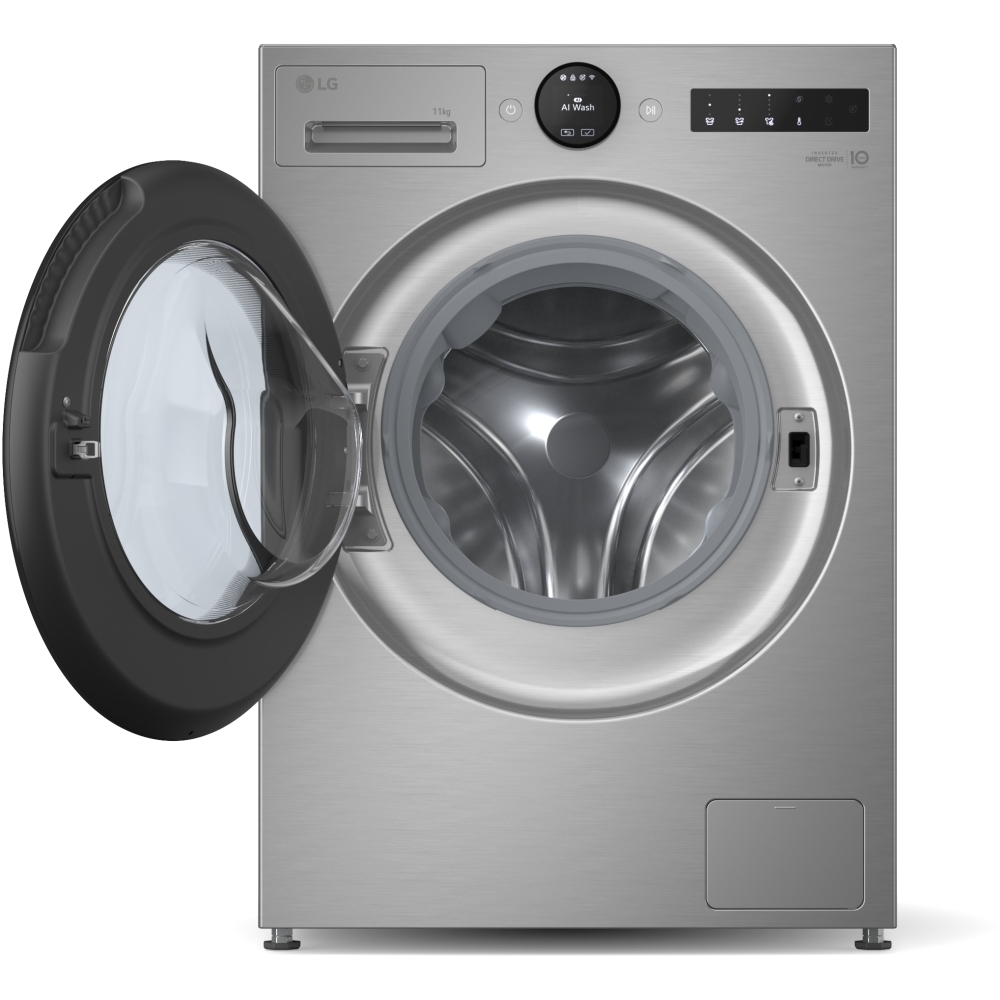 LG F4X7511TSB Washing Machine, 11kg, 1400 Spin, Silver, A Rated