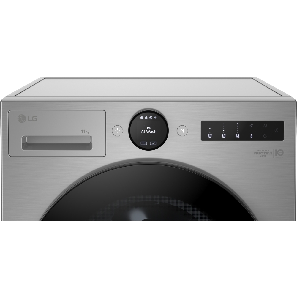 LG F4X7511TSB Washing Machine, 11kg, 1400 Spin, Silver, A Rated