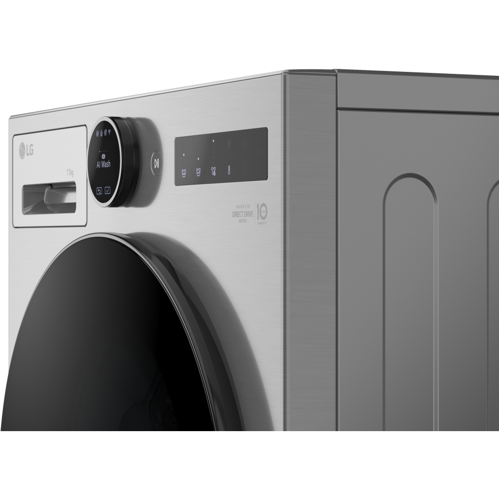 LG F4X7511TSB Washing Machine, 11kg, 1400 Spin, Silver, A Rated