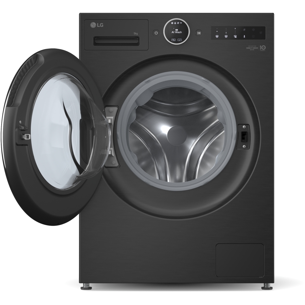 LG F4X9009TBC Washing Machine, 9kg, 1400 Spin, Black, A Rated