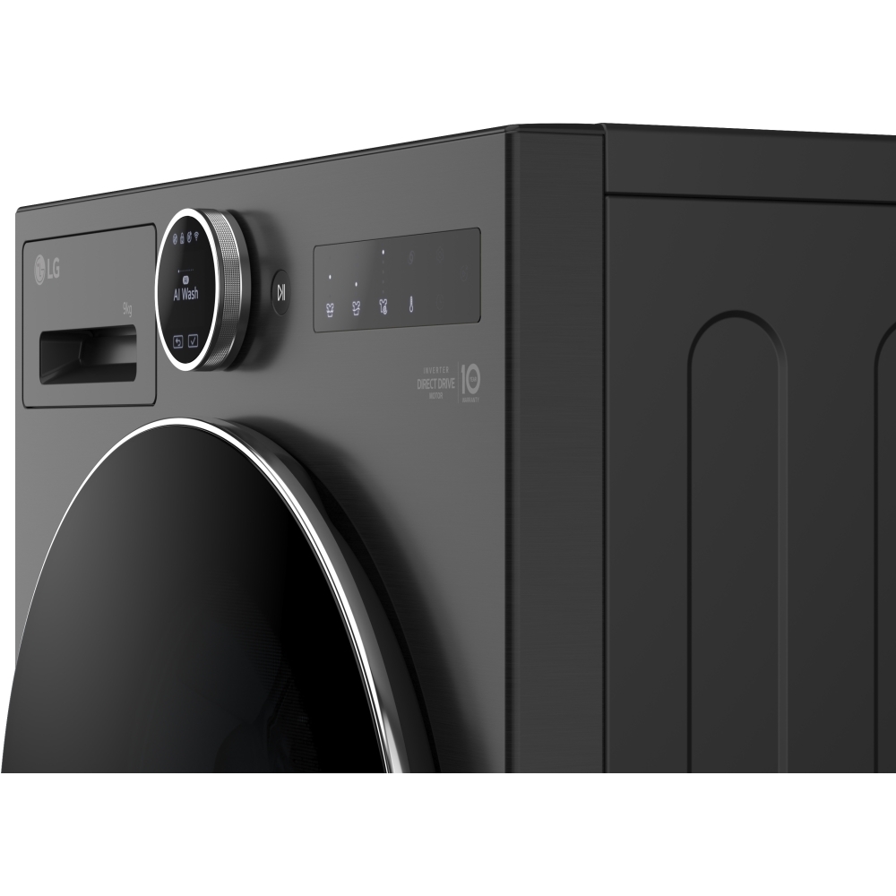 LG F4X9009TBC Washing Machine, 9kg, 1400 Spin, Black, A Rated