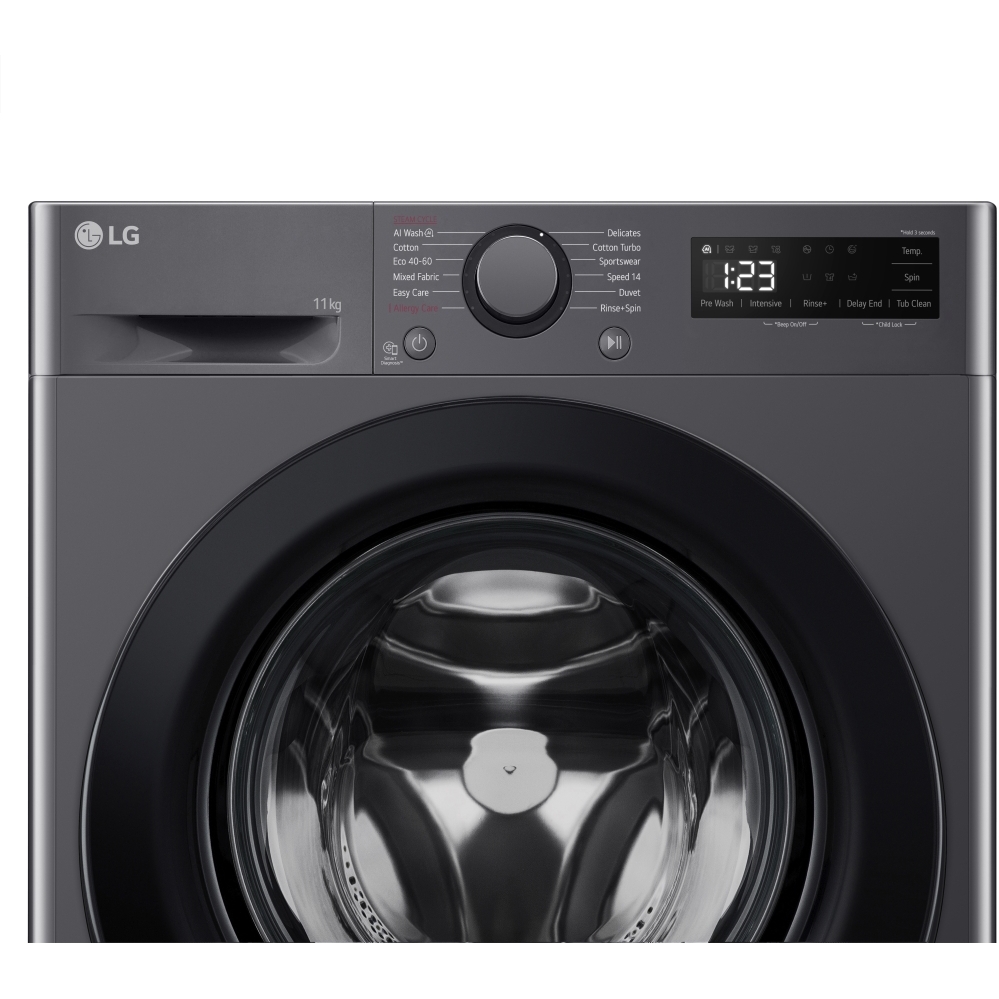 LG F4Y511GBLN1 Washing Machine, 11kg, 1400 Spin, Grey, A Rated