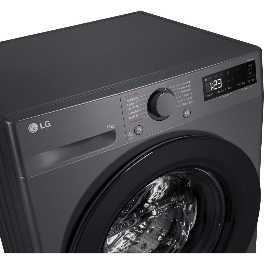 LG F4Y511GBLN1 Washing Machine, 11kg, 1400 Spin, Grey, A Rated