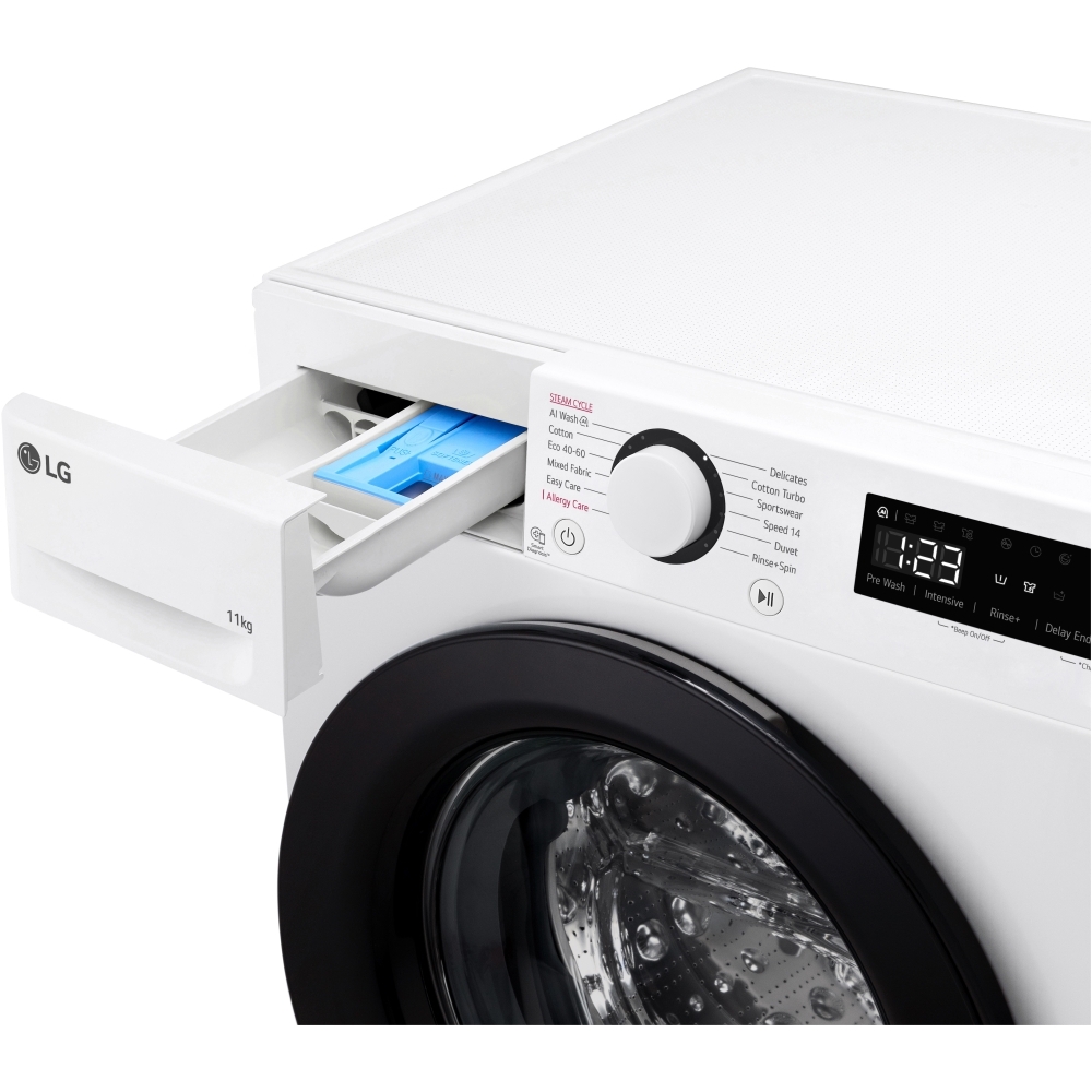 LG F4Y511WBLN1 Washing Machine, 11kg, 1400 Spin, White, A Rated
