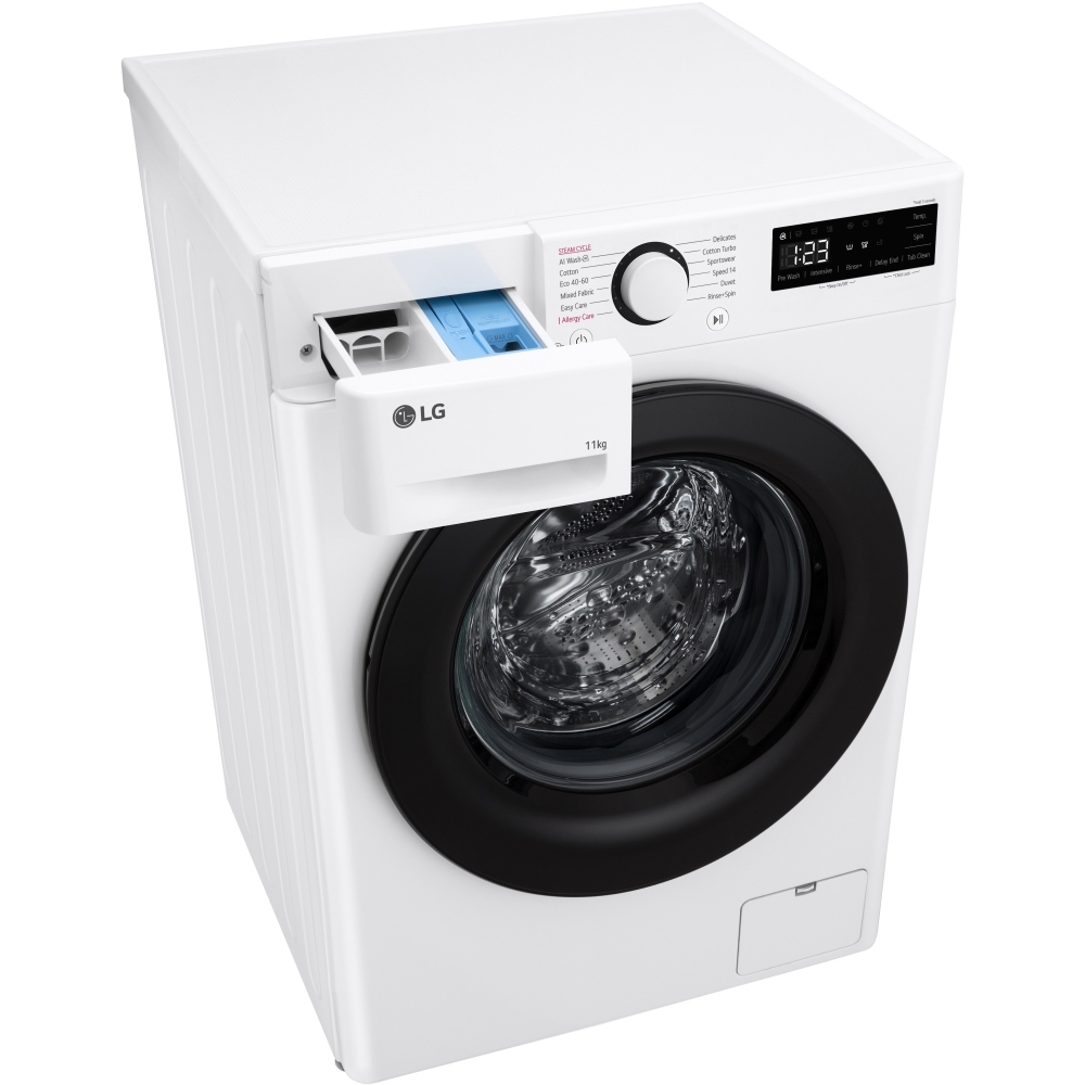 LG F4Y511WBLN1 Washing Machine, 11kg, 1400 Spin, White, A Rated