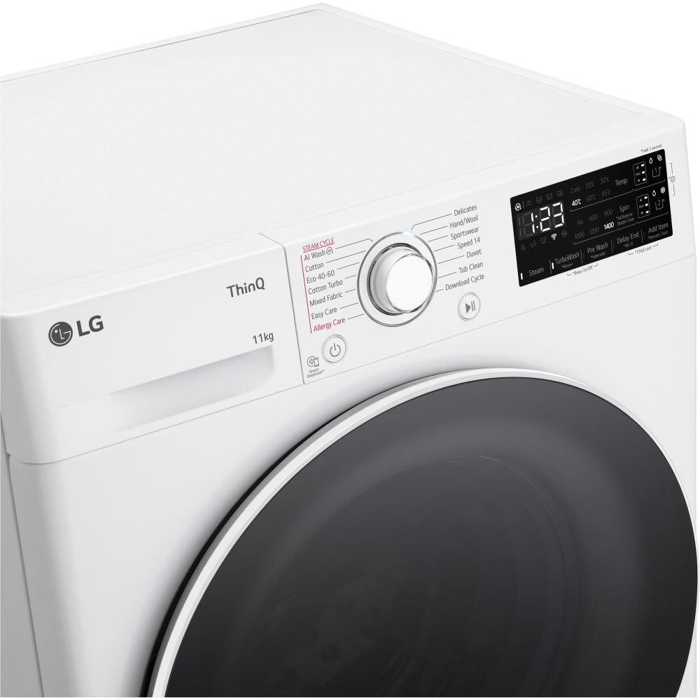 LG F4Y511WWLA1 Series 4 11kg TurboWash&trade; Washing Machine, 1400 Spin, White, A Rated