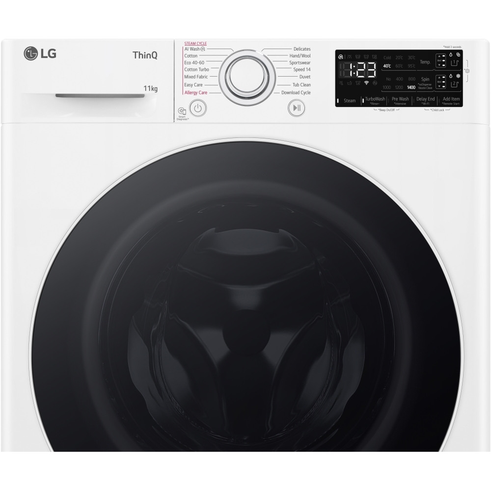 LG F4Y511WWLA1 Series 4 11kg TurboWash&trade; Washing Machine, 1400 Spin, White, A Rated