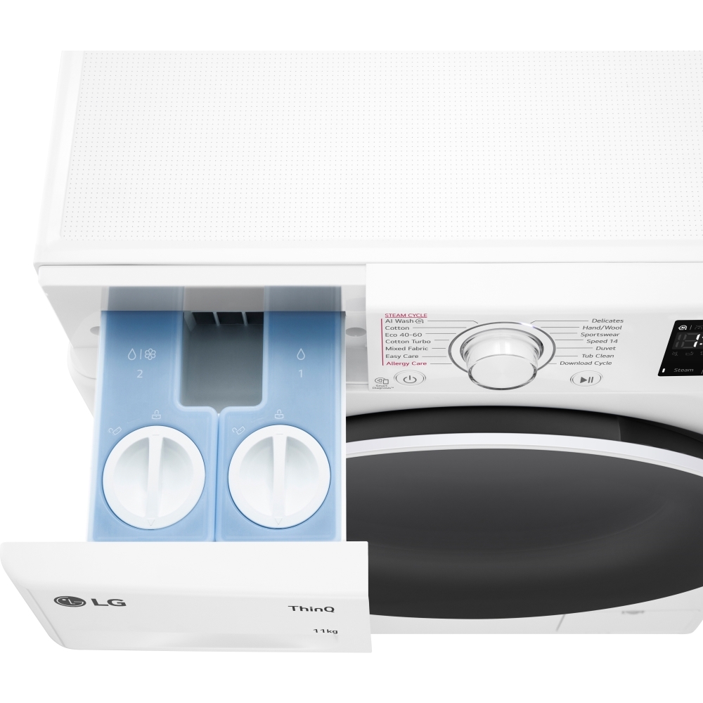 LG F4Y511WWLA1 Series 4 11kg TurboWash&trade; Washing Machine, 1400 Spin, White, A Rated