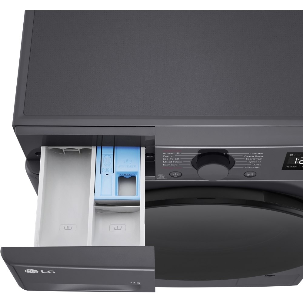 LG F4Y513GBLN1 Washing Machine, 13kg, 1400 Spin, Grey, A Rated