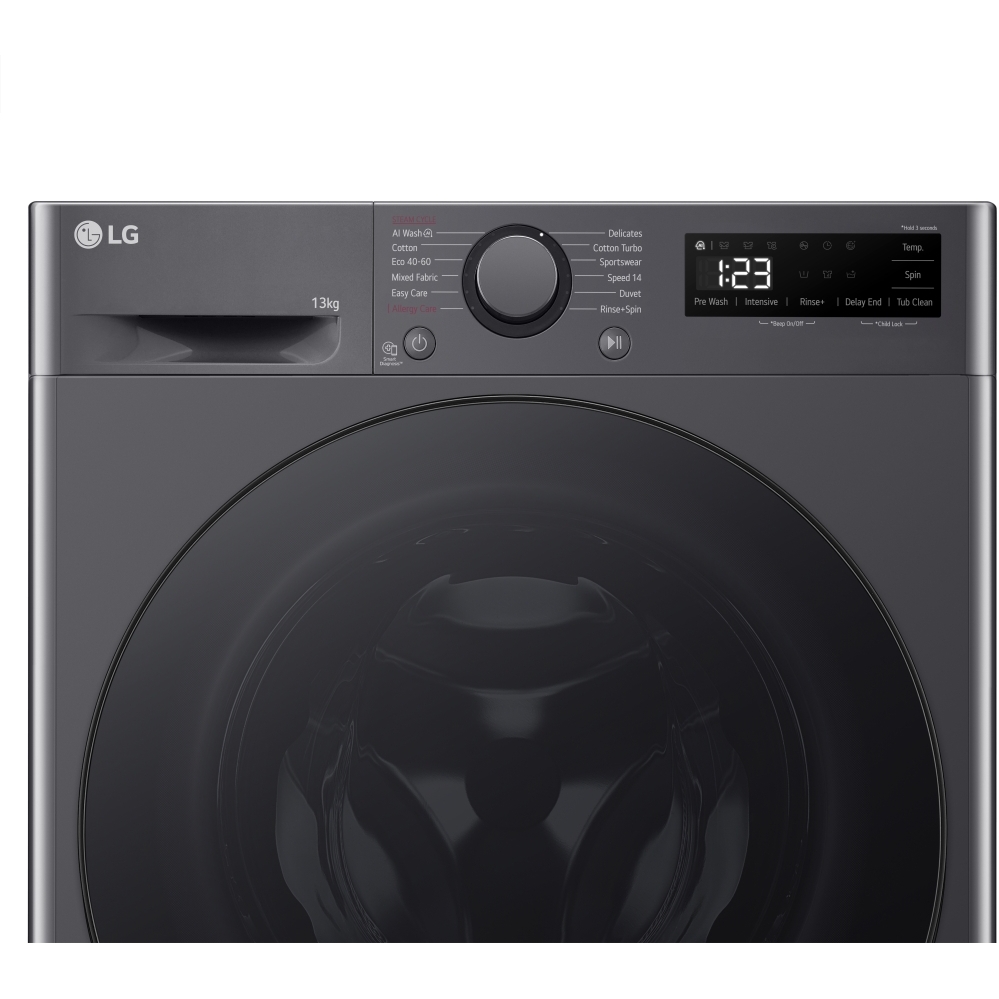 LG F4Y513GBLN1 Washing Machine, 13kg, 1400 Spin, Grey, A Rated