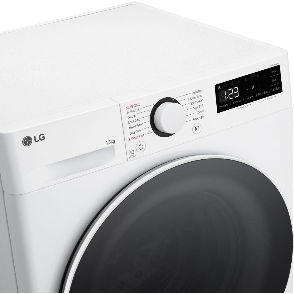 LG F4Y513WWLN1 Washing Machine, 13kg, 1400 Spin, White, A Rated