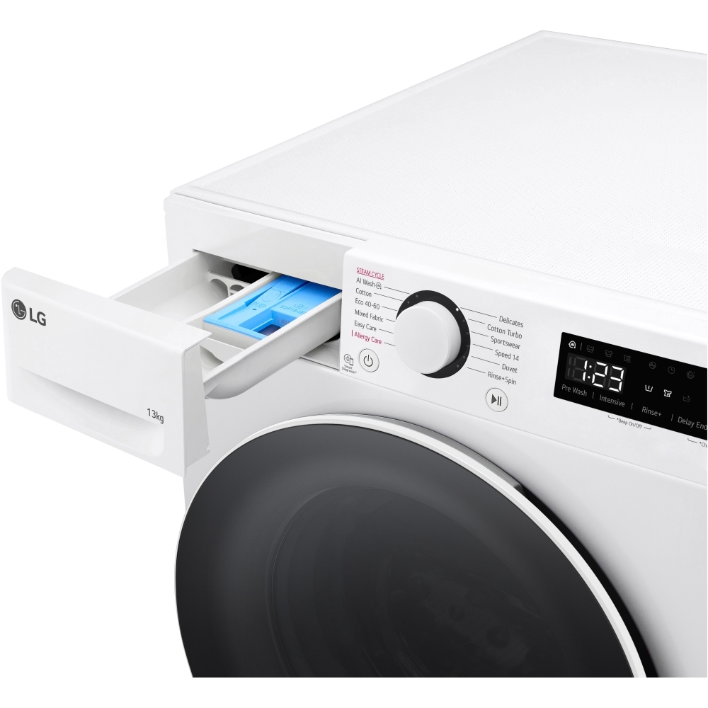 LG F4Y513WWLN1 Washing Machine, 13kg, 1400 Spin, White, A Rated