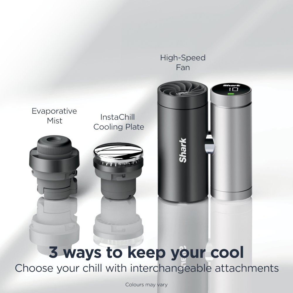 Shark FA022UK ChillPill 3-in-1 Fan, Mist & InstaChill System, Carbon, Grey
