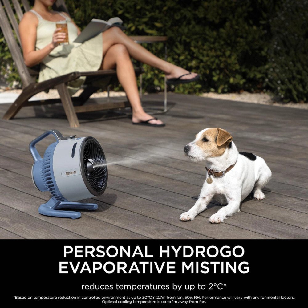 Shark FA050UKBL FlexBreeze HydroGo Misting Fan, Glacier Blue