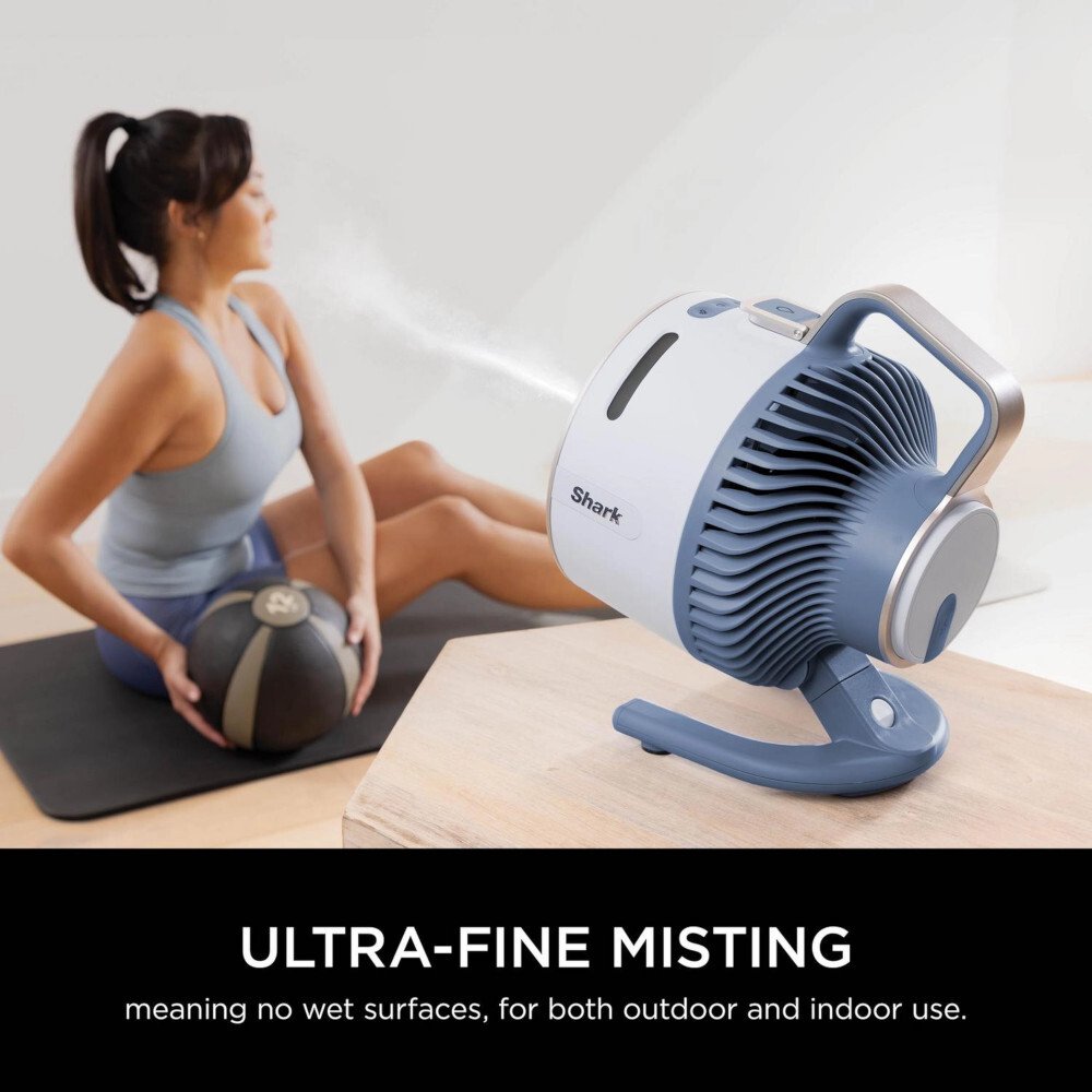 Shark FA050UKBL FlexBreeze HydroGo Misting Fan, Glacier Blue