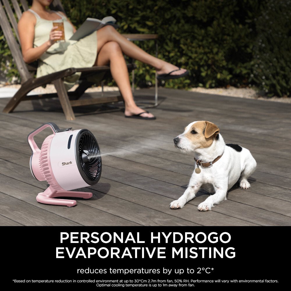 Shark FA050UKPK FlexBreeze HydroGo Misting Fan, Quartz, Pink